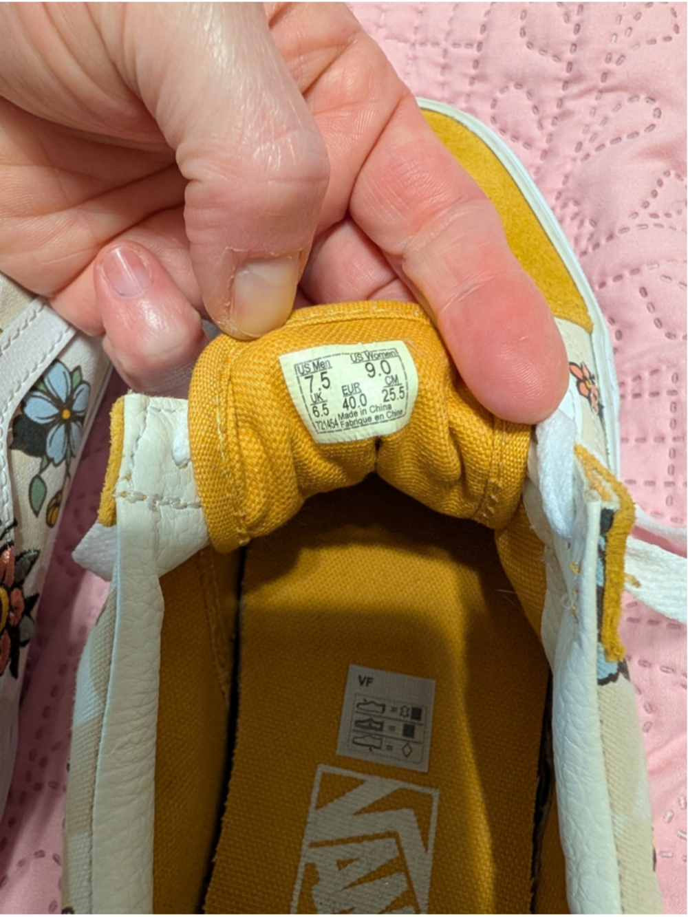 Vans Old Skool Floral Sneakers Yellow Beige Women's - Picture 10 of 11